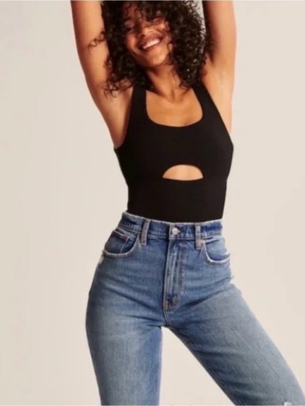 Abercrombie & Fitch Seamless Cut Out Bodysuit Black